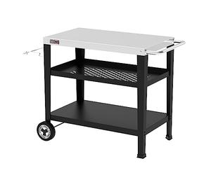 Royal Gourmet Chariot de Service à 3 étages avec Porte-Sac Poubelle - en Acier Inoxydable - Table d'appoint d'extérieur - Plancha - Table de Barbecue - Chariot à roulettes - Argenté - Plan de Travail