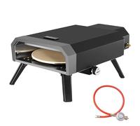 Royal Gourmet Four à pizza compact à gaz avec pierre à pizza 4 kW Four à gaz avec tuyau à gaz et régulateur Four avec pieds pliants pour camping en plein air
