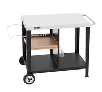 Royal Gourmet Table de Barbecue avec Plaque en Acier Inoxydable de 85 x 50 cm - Chariot de Barbecue à 3 étages pour Barbecue de Table et Fours à Pizza, Chariot avec poignées, Porte-Sac Poubelle et