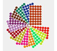 Royal Green Étiquettes Autocollantes Gommettes - Environ 2cm (20mm) - Disponible En 13 Couleurs Assorties - Paquet De 520