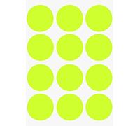 Royal Green Gommettes Étiquettes Autocollantes Rondes - Jaune Fluorescent - Environ 4cm (38mm) - 5 Feuilles - Paquet de 60