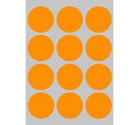 Royal Green Gommettes Étiquettes Autocollantes Rondes - Orange Fluorescent - Environ 4cm (38mm) - 5 Feuilles - Paquet de 60