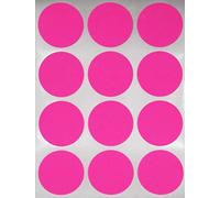 Royal Green Gommettes Étiquettes Autocollantes Rondes - Rose Fluorescent - Environ 4cm (38mm) - 15 Feuilles - Paquet de 180