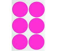 Royal Green Gommettes Étiquettes Autocollantes Rondes Rose Fluorescent Environ 5cm (50mm) 12 Feuilles Paquet de 72