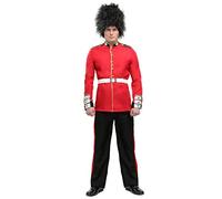 Royal Guard Fancy Dress Costume for Men, British Red Suit for Royalty Cosplay, Queen's Guard Fancy Dress Costume with Bearskin Cap X-Small