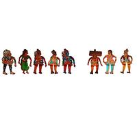 Royal Handicrafts Handpainted Leather Foldable Puppet Set Showcasing Epic Ramayana Scene (Set of 8)