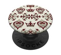 Royal Hearts Emblèmes Rétro Thème Casino Icône Art PopSockets PopGrip Adhésif