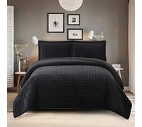 Royal Hotel Bedding Parure de lit 3 pièces en Velours Peluche pour très Grand lit/Calking, Noir, Couvre-lit et taies d'oreiller, 279 x 243,8 cm, Fantaisie de Luxe, uni