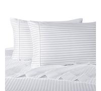 Royal Hotel Parure de lit 4 pièces, 100% Coton, 300 Fils, Rayures satinées, Rabats Larges