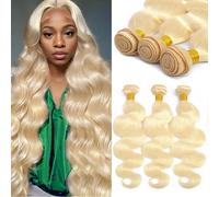 ROYAL IMPRESSION 613 Bundles de cheveux humains 40,6 cm, 45,7 cm, 45,7 cm, 50,8 cm, 300 12A Grade 613 blond ondul, cheveux humains, 3 lots 100 %