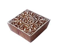 Royal Kraft Décoratif Blocs Impression Carré Floral Forme Timbres en Bois - DIY Henné Tissu Textile Papier Argile Poterie Bloc Impression Timbre