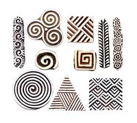 Royal kraft En bois Timbres pour Bloc Impression sur Sari Frontière, Textile, Argile, Poterie, Tatouage (Set de 10) MXtag0013