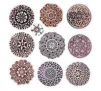 Royal kraft En bois Timbres pour Bloc Impression sur Sari Frontière, Textile, Argile, Poterie, Tatouage (Set de 10) MXtag0006