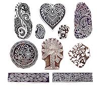Royal kraft En bois Timbres pour Bloc Impression sur Sari Frontière, Textile, Argile, Poterie, Tatouage (Set de 10) MXtag0001