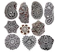 Royal kraft En bois Timbres pour Bloc Impression sur Sari Frontière, Textile, Argile, Poterie, Tatouage (Set de 10) MXtag0002