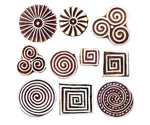 Royal kraft En bois Timbres pour Bloc Impression sur Sari Frontière, Textile, Argile, Poterie, Tatouage (Set de 10) MXtag0008