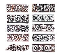 Royal Kraft Fleur Timbre d'impression en bois (Set de 10) - DIY Henné tissu textile papier argile poterie bloc blocs Htag2178