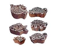 Royal Kraft Handcrafted Designs Tortue et Poisson Bois Tampons pour Impression (Set de 6)