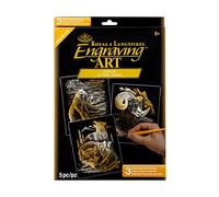 Royal & Langnickel GOLF-SET2 Pack Economique de Gravure d'art Taille A4 avec 3 Motifs Faune sauvage Or
