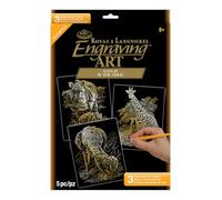Royal & Langnickel GOLF-SET3 Pack Economique de Gravure d'art Taille A4 avec 3 Motifs Animaux d'Afrique Or