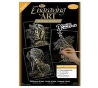 ROYAL & LANGNICKEL GOLF-SET3 PACK ECONOMIQUE DE GRAVURE D'ART TAILLE A4 AVEC 3 MOTIFS ANIMAUX D'AFRIQUE OR G