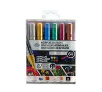 Royal & Langnickel Lot de 6 marqueurs acryliques pour peinture artistique 2 mm à pointe réversible Couleurs métalliques