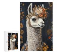 Royal Llama with Floral Crown Puzzle 1000 Pièces Educa Jouet en Bois Cadeau Unique Décoration Intérieure Jeu Éducatif Challenge Toy Adultes Et Enfants À Partir De 14 Ans 1000 PCS