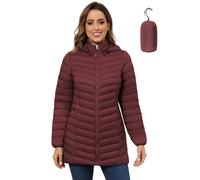 ROYAL MATRIX Doudoune compacte pour femme - Manteau matelassé léger d'hiver et chaud avec capuche amovible, rouge vin, XX-Large