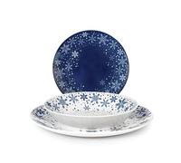 Royal Norfolk Dream Service de table, 18 assiettes, porcelaine, bleu et blanc