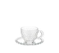 Royal Norfolk Set di 2 tazze da caffè con piattino Aurea in vetro trasparente 90 ml