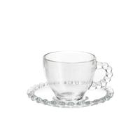 Royal Norfolk Set di 2 tazze da tè e cappuccino con piattino Aurea in vetro trasparente 230 ml