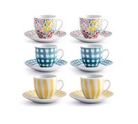 Royal Norfolk Surreal Spring Set 6 Tazzine da Caffè con Piattino, in Porcellana, 90cc