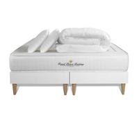 Pack matelas LANCASTER 200x200 + double sommiers blanc 90x200 + Couette + 2 oreillers