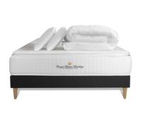 Royal Palace Bedding Pack Matelas Ressorts ensachés sommier KIT Noir + mémoire de Forme Maxi épaisseur George V 140x200cm + 2 oreillers + 1 Couette 2 | Epaisseur : 28 cm | Confort : Equilibré