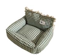 Royal Pet Canapé-lit élégant de style princesse pour chats et chiens, tapis moelleux toutes saisons avec polaire chaude et tissu respirant, motif rayure, housse lavable en machine et fond antidérapant