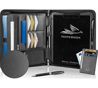 Royal Phoenix® Conférencier A4 « Raven »,Conférencier de qualité supérieure à double fermeture éclair,Avec porte-cartes et autres accessoires,En cuir synthétique de qualité supérieure,Gris anthracite