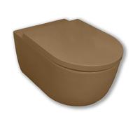 Royal Plaza Primo WC suspendu - 55cm - rinçage tourbillon - sans bride - avec abattant frein de chute - quick release - Tabac SW812160/SW800123