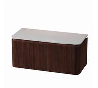 Royal Plaza Terra Edge Ensemble meuble de salle de bains - 100x44.7x46cm - plan de toilette en solid surface blanc mat - 2 tiroirs - châtaigne (noyer) SW1449113/SW1174120