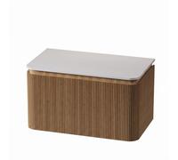 Royal Plaza Terra Edge Ensemble meuble de salle de bains - 80x44.7x46cm - plan de toilette solid surface blanc mat - 2 tiroirs - sandwood (chêne clair) SW1449110/SW1174119