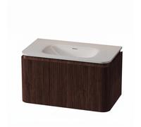 Royal Plaza Terra Edge Ensemble meuble de salle de bains - 80x44.7x46cm - vasque en solid surface blanc mat - 1 vasque - sans trou de robinetterie - 2 tiroirs - châtaignier (noyer) SW1449111/SW1418390