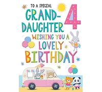 Royal Publishing, Carte d'anniversaire pour enfant de 4 ans pour petite-fille - 22,9 x 15,2 cm - Blanc