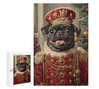 Royal Pug Christmas Art Print Puzzle 1000 Pièces Educa Jouet en Bois Cadeau Unique Décoration Intérieure Jeu Éducatif Challenge Toy Adultes Et Enfants À Partir De 14 Ans 1000 PCS