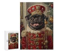 Royal Pug Christmas Art Print Puzzle 300 Pièces Educa Jouet en Bois Cadeau Unique Décoration Intérieure Jeu Éducatif Challenge Toy Adultes Et Enfants À Partir De 14 Ans 300 PCS