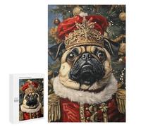 Royal Pug Christmas Portrait Puzzle 1000 Pièces Educa Jouet en Bois Cadeau Unique Décoration Intérieure Jeu Éducatif Challenge Toy Adultes Et Enfants À Partir De 14 Ans 1000 PCS