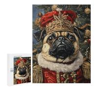 Royal Pug Christmas Portrait Puzzle 1000 Pièces Educa Jouet en Bois Cadeau Unique Décoration Intérieure Jeu Éducatif Challenge Toy Adultes Et Enfants À Partir De 14 Ans 500 PCS