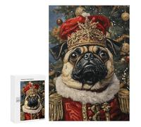 Royal Pug Christmas Portrait Puzzle 300 Pièces Educa Jouet en Bois Cadeau Unique Décoration Intérieure Jeu Éducatif Challenge Toy Adultes Et Enfants À Partir De 14 Ans 300 PCS