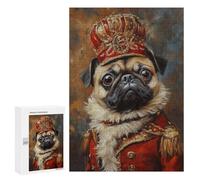 Royal Pug Portrait Art Print-1 Puzzle 300 Pièces Educa Jouet en Bois Cadeau Unique Décoration Intérieure Jeu Éducatif Challenge Toy Adultes Et Enfants À Partir De 14 Ans 300 PCS