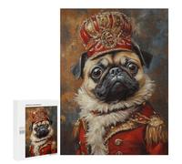 Royal Pug Portrait Art Print-1 Puzzle 500 Pièces Educa Jouet en Bois Cadeau Unique Décoration Intérieure Jeu Éducatif Challenge Toy Adultes Et Enfants À Partir De 14 Ans 500 PCS