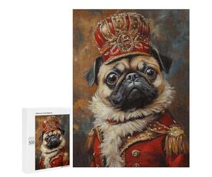 Royal Pug Portrait Art Print-1 Puzzle 500 Pièces Educa Jouet en Bois Cadeau Unique Décoration Intérieure Jeu Éducatif Challenge Toy Adultes Et Enfants À Partir De 14 Ans 500 PCS