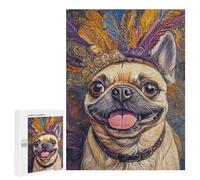 Royal Pug with Feathered Crown Puzzle 500 Pièces Educa Jouet en Bois Cadeau Unique Décoration Intérieure Jeu Éducatif Challenge Toy Adultes Et Enfants À Partir De 14 Ans 500 PCS